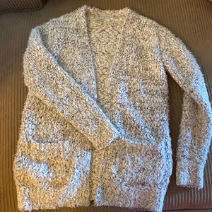 Textured White/Gray Cardigan